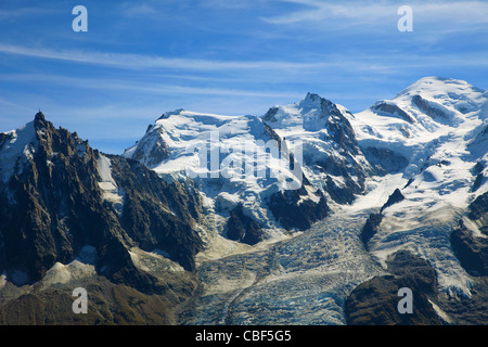 Francia, Alpi, Savoie, Chamonix, Aiguille du Midi, Mont Blanc Foto Stock