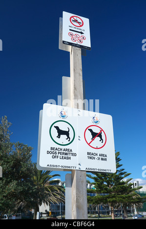 I cani non sono ammessi sulla spiaggia segno durante il 1 Novembre al 31 marzo Foto Stock