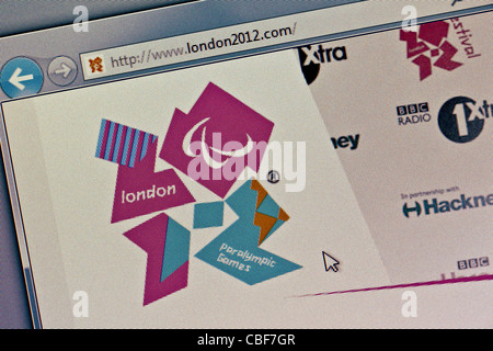 Londra 2012 logo paralimpico e sito web close up Foto Stock