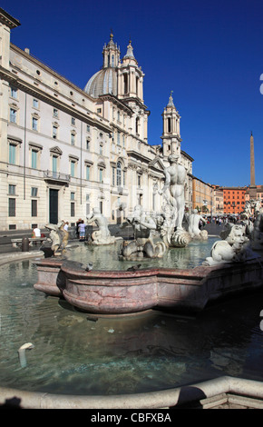 Italia Lazio Roma, Piazza Navona, la fontana del Moro, Foto Stock