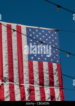 Larimer Square a Denver in Colorado con bandierine americane. Foto Stock