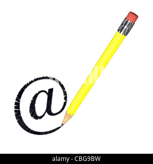 Matita che disegna un @ Foto Stock