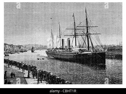 La Posta transatlantica vaporizzatore Guascogna porto di Le Havre harbout dock quay liner Foto Stock