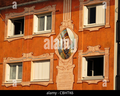 Les Fresques de Bel Air,affresco,Trompe-l'oeil,pittura murale,Chartres, Eure-et-Loire, Francia Foto Stock