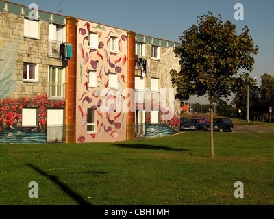 Les Fresques de Bel Air,affresco,Trompe-l'oeil,pittura murale,Chartres, Eure-et-Loire, Francia Foto Stock