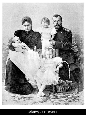 Lo Zar russo famiglia reale Nicholas II Imperatore Russia Grand Prince Finlandia Alexandra re regal imperial dominatrice sovrana monarch Foto Stock