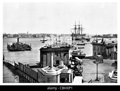 Il porto di Portsmouth porto naturale Hampshire Inghilterra HMS Victory 104 pistola primo tasso di linea nave Royal Navy Lord Nelson flagship Foto Stock
