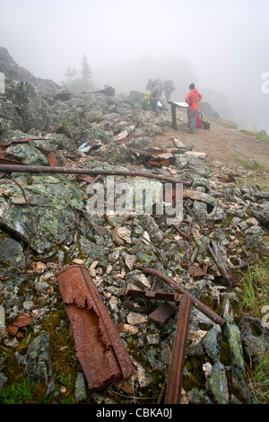 Vecchi manufatti. Chilkoot Trail. Klondike Gold Rush storico parco nazionale. L'Alaska. Stati Uniti d'America Foto Stock