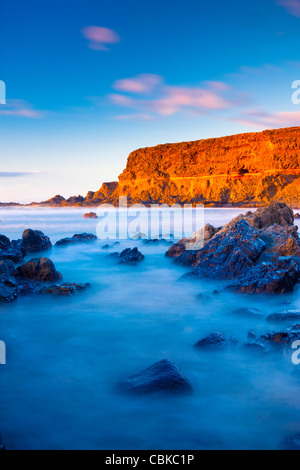 Luce della Sera sulla spiaggia vuota Fuerteventura Isole Canarie Spagna Foto Stock