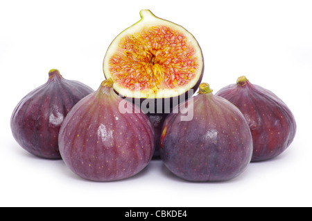 Fichi freschi isolato su bianco Foto Stock