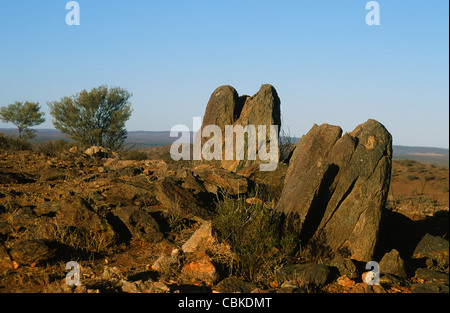 Rocce al living desert sito scultura nell'entroterra di Broken Hill, città d'argento su lontano fuori del Nuovo Galles del Sud, Australia Foto Stock