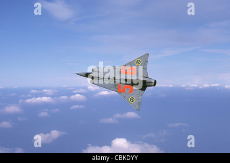 Saab 35 Draken fighter svedese della Air Force volo storico. Foto Stock