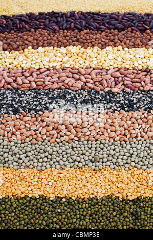 Impulsi, semi di fagiolo e pattern di lenticchie Foto Stock