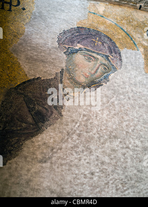 Mosaico in Hagia Sophia interno ISTANBUL Dettagli dalla il mosaico Deësis che mostra la Vergine Maria Foto Stock