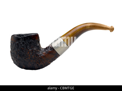 Vecchia tubazione di tabacco in stile magritte su bianco Foto Stock