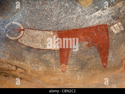 Lasa Geel Arte Rupestre Grotte, dipinti raffiguranti le vacche il Somaliland Foto Stock