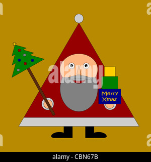 Illustrazione grafica di Babbo Natale che augura un Buon Natale. Foto Stock