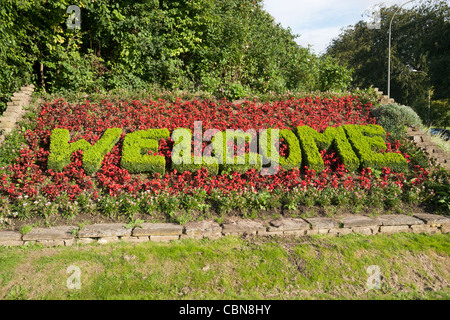 Segno di benvenuto all'entrata di Brighton West Sussex, in Inghilterra, Regno Unito. Foto Stock