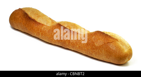 Immagine di una baguette isolate su sfondo bianco con un po' di ombra. Foto Stock