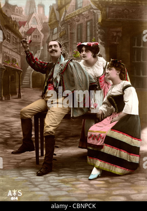 Il francese in un bar divertente due donne Foto Stock