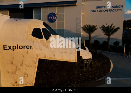 Cockpit del Explorer shuttle al di fuori della navetta di simulazione di lancio facility Foto Stock