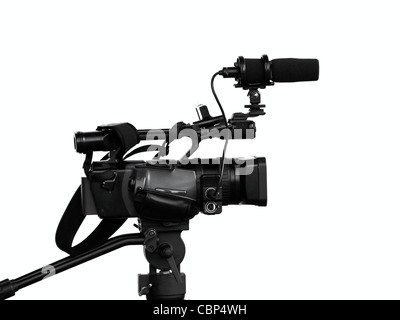 Un filmato digitale fotocamera con microfono collegato Foto Stock