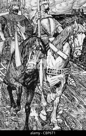Nella leggenda arturiana, re Bors di Benwick e divieto di re della Gallia è andato per aiutare King Arthur di Bretagna. Foto Stock