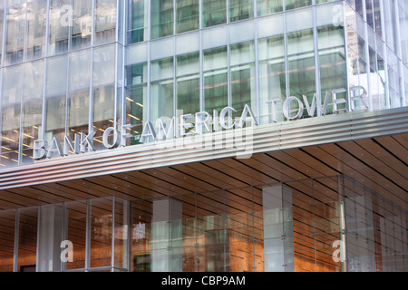 L'ingresso alla Bank of America Tower a New York City e New York Foto Stock