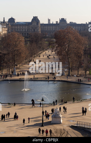 Jardin des Tuileries visto dalla grande ruota, Parigi, Francia Foto Stock