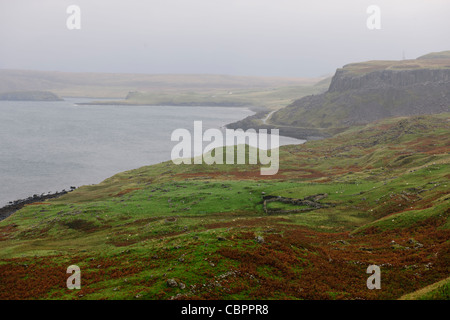 Il castello di Duntulm, XVI secolo,Misty vedute Ebridi Esterne,Flodigarry, Staffin,Isola di Skye,Highlands scozzesi,Scozia Scotland Foto Stock