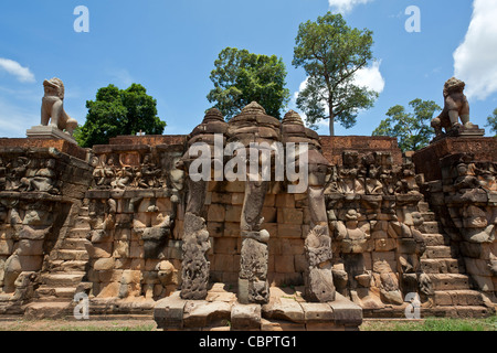 Gli elefanti terrazza. Angkor Thom. I templi di Angkor. Cambogia Foto Stock