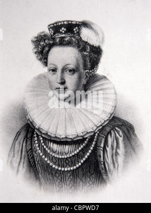 Ritratto di Caterina Parr (1512-1548) Regina Consorte d'Inghilterra. Sesta e ultima moglie del re Enrico VIII d'Inghilterra. Illustrazione o incisione vintage Foto Stock