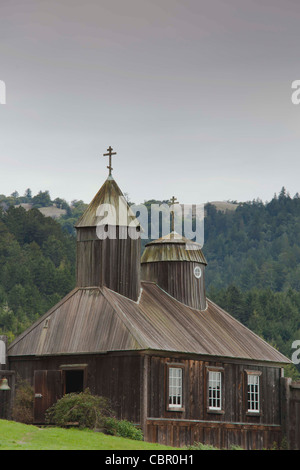 Stati Uniti, California, costa Nord, Fort Ross State Historic Park, Colonia commerciale stabilito nel 1812, la Chiesa Ortodossa Russa Foto Stock