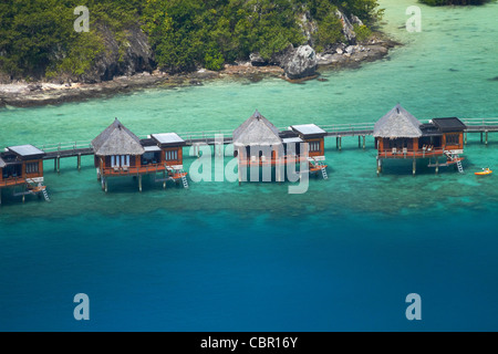 Likuliku Lagoon Resort, Malolo Island, Isole della Mamanuca, Figi, South Pacific - aerial Foto Stock