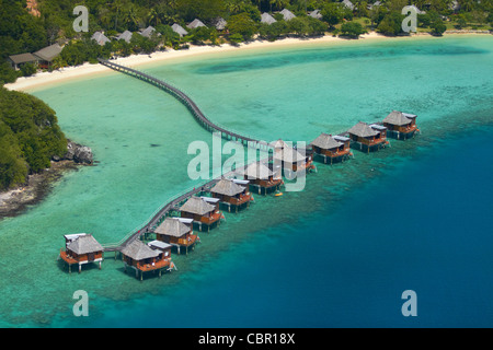 Likuliku Lagoon Resort, Malolo Island, Isole della Mamanuca, Figi, South Pacific - aerial Foto Stock