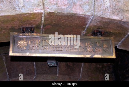 Banca Gringotts segno ATM al mondo di Wizarding di Harry Potter a Universal Orlando Resort Foto Stock