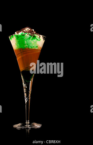 Dopo otto frullato: creative al cioccolato e frullato di menta Foto Stock