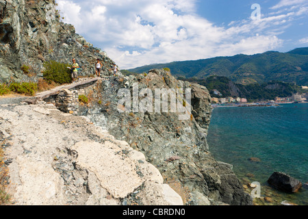 Sentiero Azzurro ('Azzurro Trail"), Monterosso al Mare, Cinque Terre Liguria, Italia, Europa Foto Stock