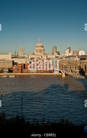 Vista da membri lounge presso la Tate Modern di Londra. Guardando verso la Cattedrale di St Paul. Foto Stock