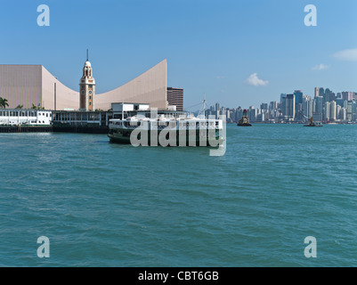 Dh Tsim Sha Tsui Hong Kong Morning Star Ferry Pier Kowloon Station HKCC orologio Foto Stock