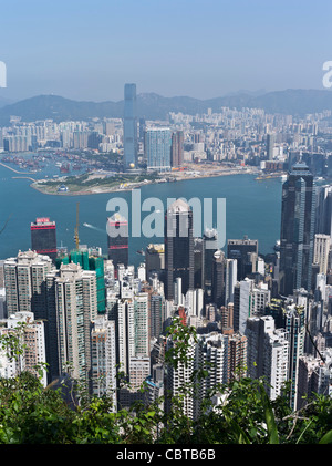 Dh Victoria Peak visualizza SHEUNG WAN HONG KONG grattacielo appartamenti porto e Ovest edifici di Kowloon City building blocchi a torre Foto Stock