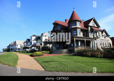 Case storiche, Oak Bluffs, Marthas Vineyard, Massachusetts, New England, STATI UNITI D'AMERICA Foto Stock