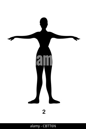 Il balletto la posizione del corpo 2 silhouette Foto Stock