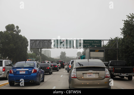 California Interstate 405 freeway di Los Angeles commutare il traffico parcheggio LA Foto Stock