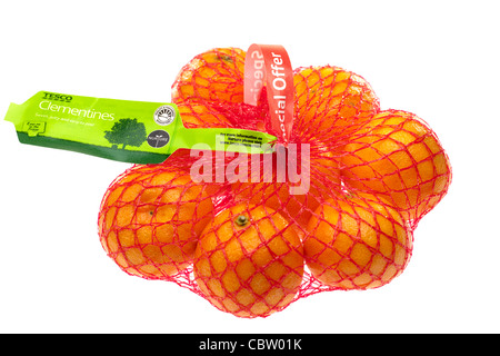 Netbag piena di Tesco coltivare le clementine Foto Stock