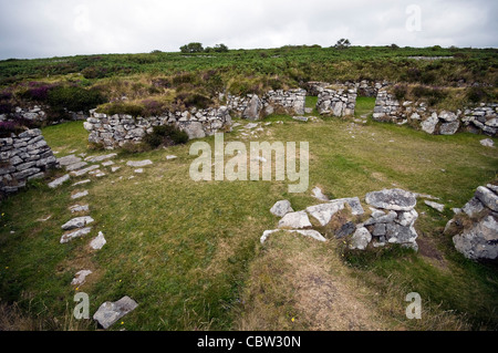 Chysauster Iron Age Village vicino a Penzance, Cornwall, Regno Unito Foto Stock