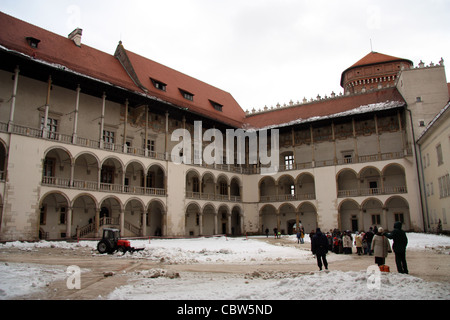 Wawel, Royal, Castello, interno, cortile rinascimentale, Foto Stock