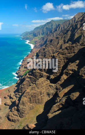 La costa di Na Pali dal cielo, Isola di Kauai, Hawaii, STATI UNITI D'AMERICA Foto Stock