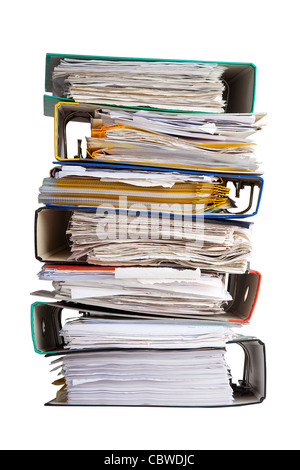 Pila di legante di file con un sacco di documenti Foto stock - Alamy