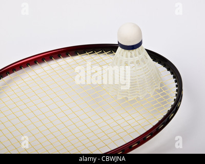 Red badminton racchetta e volano Foto Stock